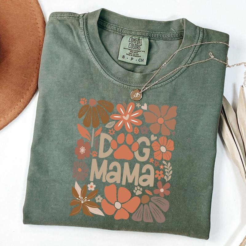 Comfort Colors Boho Dog Mama Floral Shirt, Dog Mama T-Shirt, Dog Lover Gift, Mom Life, Unisex T-Shirt