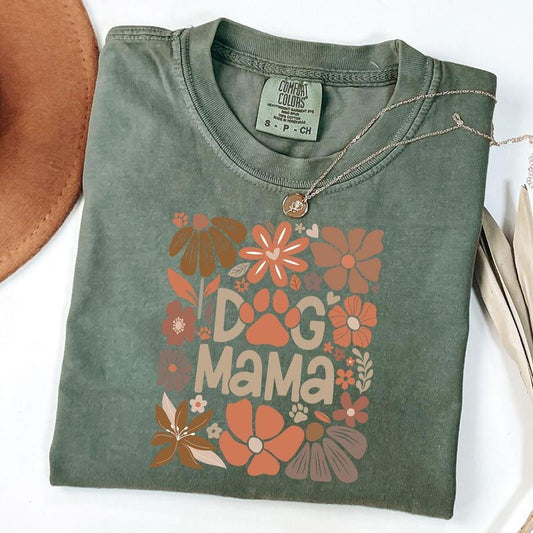 Comfort Colors Boho Dog Mama Floral Shirt, Dog Mama T-Shirt, Dog Lover Gift, Mom Life, Unisex T-Shirt