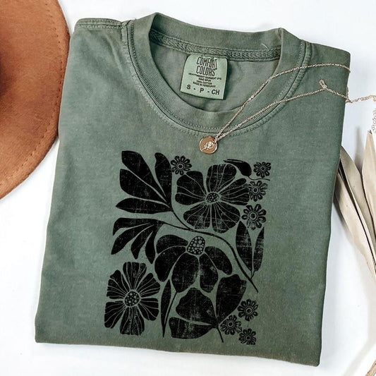 Comfort Colors Boho Wildflowers T-shirt, Distressed Flowers Shirt, Matisse Floral Graphic Tee, Soft Goth Fairy Core, Unisex T-Shirt
