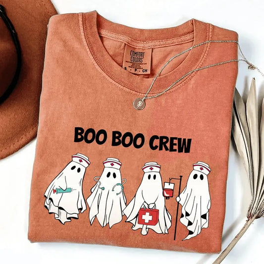 Comfort Colors Boo Boo Crew Shirt, Ghost Nurse T Shirt, Funny Nurse Shirt, Cute Ghost T-Shirt, Halloween Tee, Nursing Tee