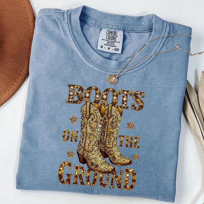 Comfort Colors Boots On The Ground Shirt, Boot Cowboy Western T-Shirt, Cowgirl Boots Shirt, Unisex T-Shirt