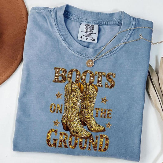 Comfort Colors Boots On The Ground Shirt, Boot Cowboy Western T-Shirt, Cowgirl Boots Shirt, Unisex T-Shirt