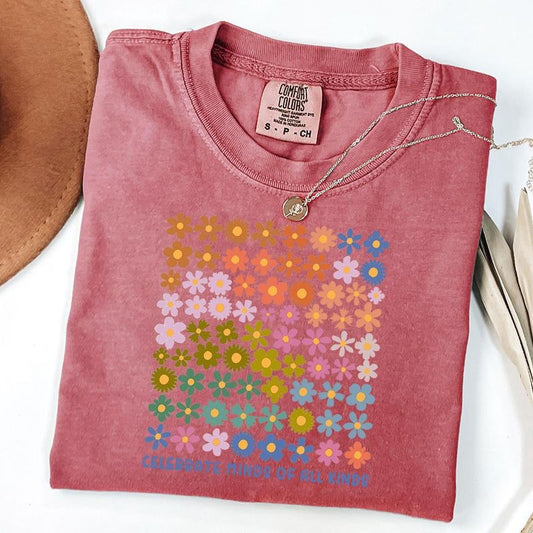 Comfort Colors Celebrate Minds of All Kind Shirt, Neurodiversity T-Shirt, Autism Acceptance Gift, Mental Health Tee, Unisex T-Shirt