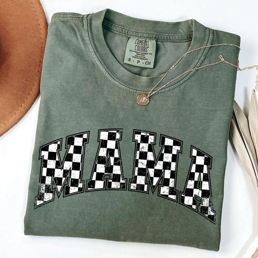 Comfort Colors Checkered Mama Shirt Gift for Mom, Retro Mom Tee, Mother's Day Gift, Vintage Checkered Mama T-shirtstyle{n002}2