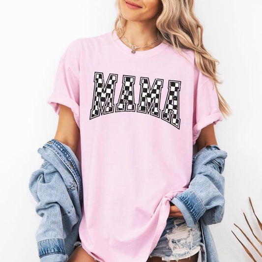 Comfort Colors Checkered Mama Shirt Gift for Mom, Retro Mom Tee, Mother's Day Gift, Vintage Checkered Mama Tshirt