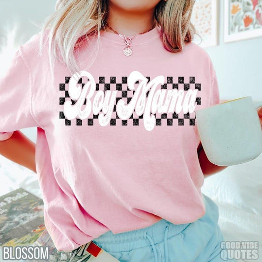 Comfort Colors Checkers Boy Mama Shirt, Retro Boy Mama Shirt, Vintage Boy Mama Tee, Motherhood Tshirt