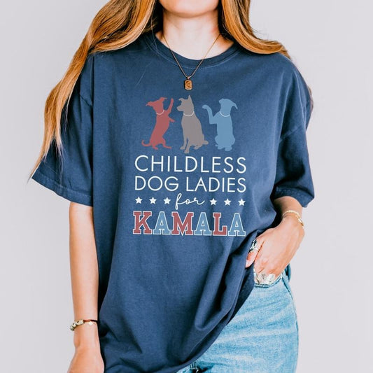 Comfort Colors Childless Dog Lady Harris Shirt, Kamala Harris President 2024 Shirt, Womens Power, Girl Power, Democrat T-shirt, Equal Rights, Election 2024