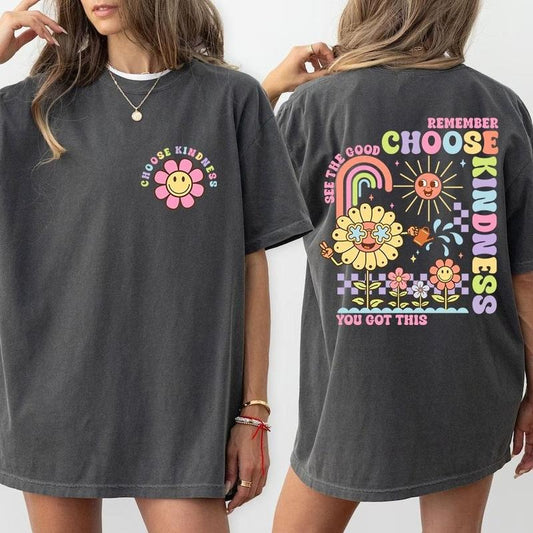 Comfort Colors Choose Kindness Shirt, Kindness Matters Tee, Vintage Inspired T-shirt, Be Kind Shirt, Teacher Appreciation Gift, School Counselor Shirt, Teacher Team Shirts, Inspirational Shirt, Teachers Women Top Womenswear Breathable Comfortable Lady