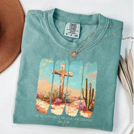 Comfort Colors Christian Easter Shirt, Religious Shirt, Cross, Bible Verse, Unisex T-Shirt