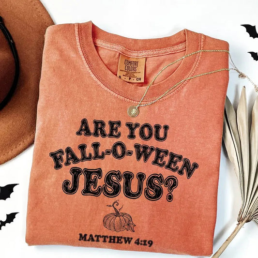 Comfort Colors Christian Halloween Shirt, Are You Fall-O-Ween Jesus Shirt, Fall Religious Shirt, Funny Pumpkin Christian Halloween