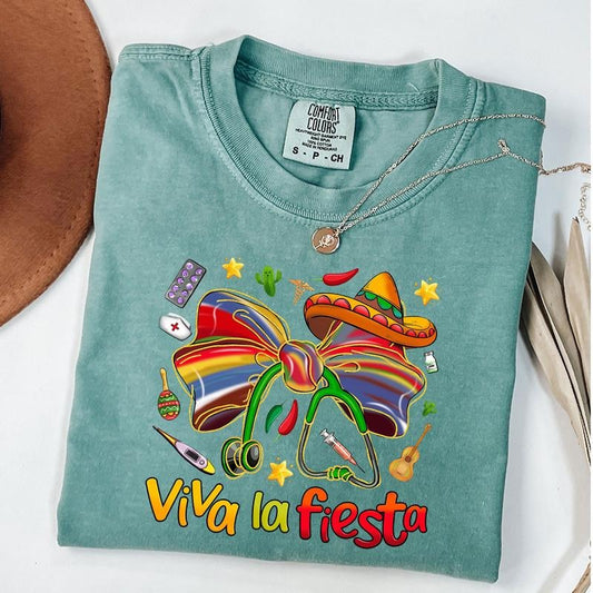 Comfort Colors Cinco De Mayo Nurse Coquette Shirt, Viva La Fiesta Shirt, Mexican Nurse T-Shirt, Mexican Nurse Shirt, Unisex T-Shirt