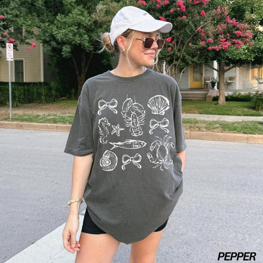 Comfort Colors Coastal Shirt, Seashell Shirt, Beach Vibes, Ocean Shirt, Fisherman Aesthetic Shirt, Lobster Shirt, Oyster Tee, Coquette Top
