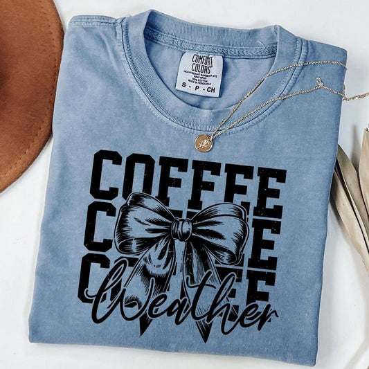 Comfort Colors Coffee Weather Shirt, Coffee Lover T-Shirt, Coffee Coquette Shirt, Unisex T-Shirt