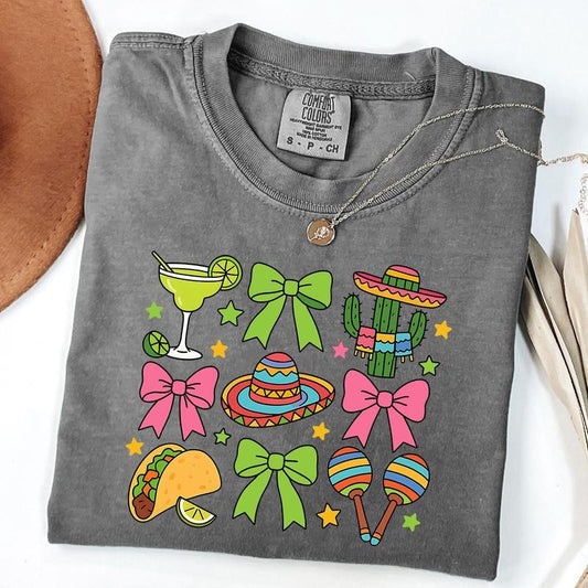 Comfort Colors Coquette Cinco De Mayo T-Shirt, Preppy Cinco De Mayo Shirt, Mexican Tee Tequila Shirt, Fiesta T-Shirt, Unisex T-Shirt