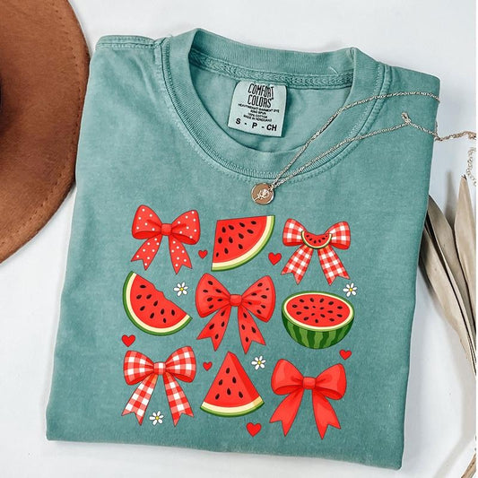 Comfort Colors Coquette Watermelon Shirt, Preppy Mama Watermelon T-Shirt, Watermelon Daisy Shirt, Girly Summer Shirt, Unisex T-Shirt