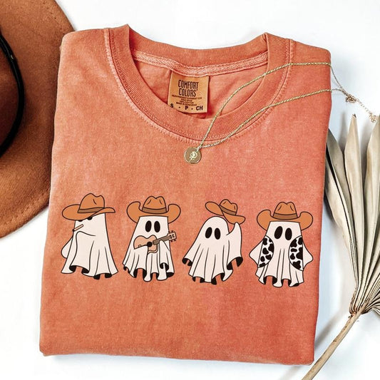 Comfort Colors Cowboy Ghost Shirt, Cute Ghost T-Shirt, Women's Halloween Shirt, Spooky Season Shirt, Halloween Gift, Cute Fall Shirt