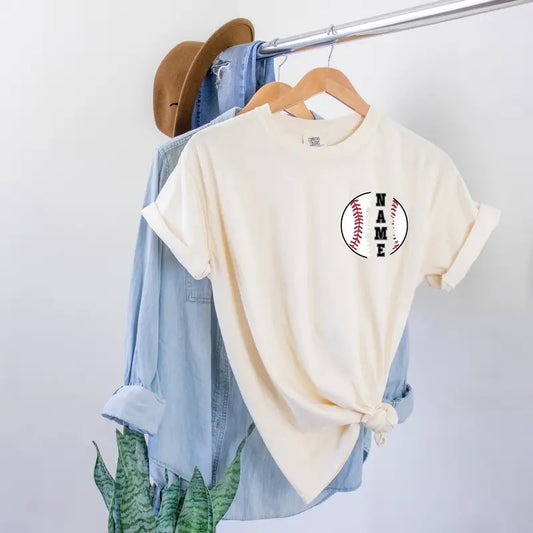 Comfort Colors Custom Name Baseball T-Shirts, Personalized Baseball Mom Shirt, Matching Game Day Tees, Sports Mama Outfit, Mothers Day Gift