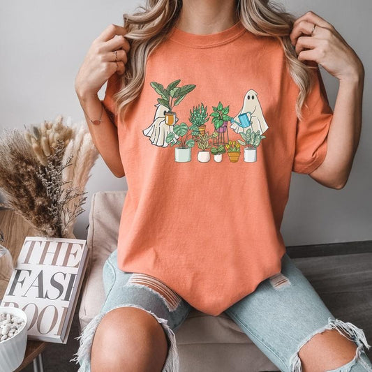 Comfort Colors Cute Ghost Shirt, Halloween Plant Shirt, Halloween Mom Shirt, Ghost T-Shirt, Plant Lover Gift, Funny Halloween