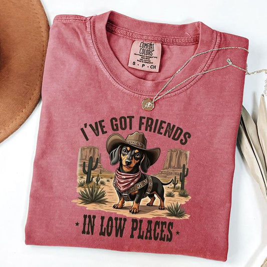 Comfort Colors Dachshund Shirt, I've Got Friends In Low Places Tee, Retro Vintage Dachshund T-Shirt, Wiener Dog Shirt