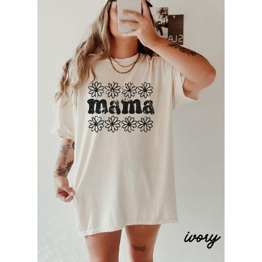 Comfort Colors Daisy Mama Shirt Mothers Day Gift From Daughter for Mom, Floral Mama Tshirt For Birthday Gift For Her