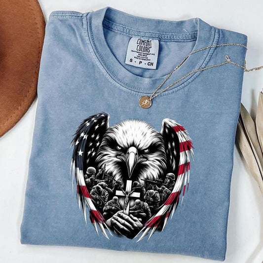 Comfort Colors Eagle American Flag Shirt, USA Patriotic Shirt, Eagle Through Flag T-Shirt, Memorial Day Shirt, Unisex T-Shirt