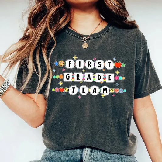 Comfort Colors First Grade Teacher Shirt, First Grade Team Shirt, Cute Teacher T-Shirt, Back to School Shirt