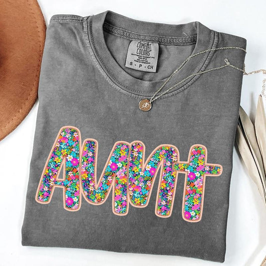 Comfort Colors Floral Aunt Shirt - Floral Graphic Tee - Mother's Day Gift - Vintage Style Tee - Aesthetic Spring Shirt - Retro Inspired Shirt