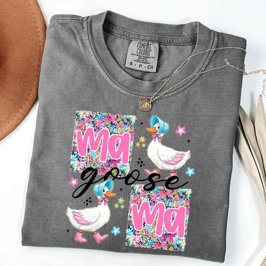 Comfort Colors Floral Mama Goose T-Shirt, Floral Mama Shirt, Mother's Day Gift, Unisex T-Shirt