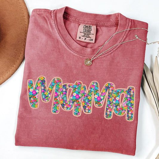 Comfort Colors Floral Mama Shirt - Floral Graphic Tee - Mother's Day Gift - Vintage Style Tee - Aesthetic Spring Shirt - Retro Inspired Shirt