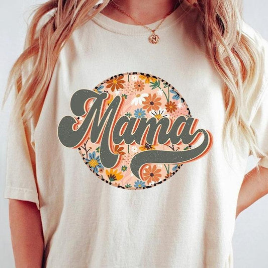 Comfort Colors Floral Mama Shirt,  Mothers Day Shirt, Mom Life T Shirt For Women, Retro Mama, Gift For Mama, Best Mom Gift for Her, Mothers Day Gift, Birthday Gifts for Mom, New Mom Gift, Gifts From Daughter Son, Mothers Day Women Top Casual Comfort