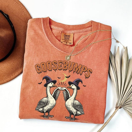 Comfort Colors Funny Goose Bumps Halloween T-shirt, Retro Goose Pumps Shirt, Best Girly Halloween Gift, Trendy Halloween Gift