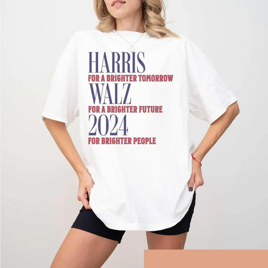 Comfort Colors Funny Harris Walz 2024 Shirt, Political Rally 2024 Presidential Election Tshirt Vote Brighter Tee Patriotic Voting Democrat