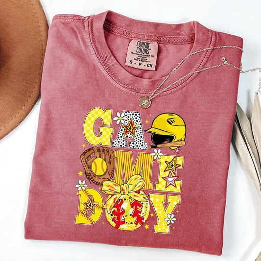 Comfort Colors Game Day Softball Shirt, Softball Mom Shirt, Sports Gift, Softball Season T-shirt, Game Day Tee