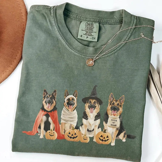 Comfort Colors German Shepherd Halloween Crewneck, Fall Dog Mom Tee, Spooky Season Apparel, Cute Autumn Gift for Her