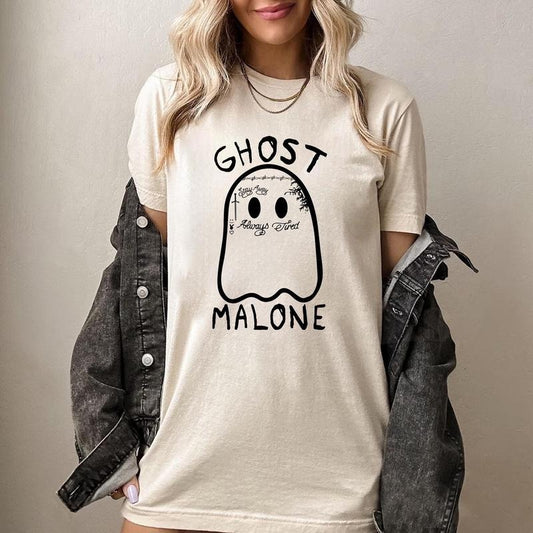 Comfort Colors Ghost Ma.lone T-shirt, Spooky Shirt, Funny Halloween Shirt, Fall T-shirt, Spooky Season, Cute Ghost Shirt, Halloween Shirt