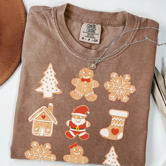 Comfort Colors Gingerbread Christmas Shirt, Women Holiday T-Shirt, Winter Tee Gift for Baker Christmas Top