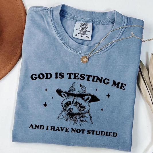 Comfort Colors God Is Testing Me and I Have Not Studied Shirt, Graphic Tee, Meme Shirt, Unisex T-Shirt