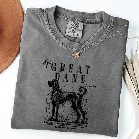 Comfort Colors Great Dane T-Shirt, Elegant Standard Great Dane Tee, Ink Sketch Poodle Shirt, Vintage Pet Graphic Tee, Proud Dog Owner Gift