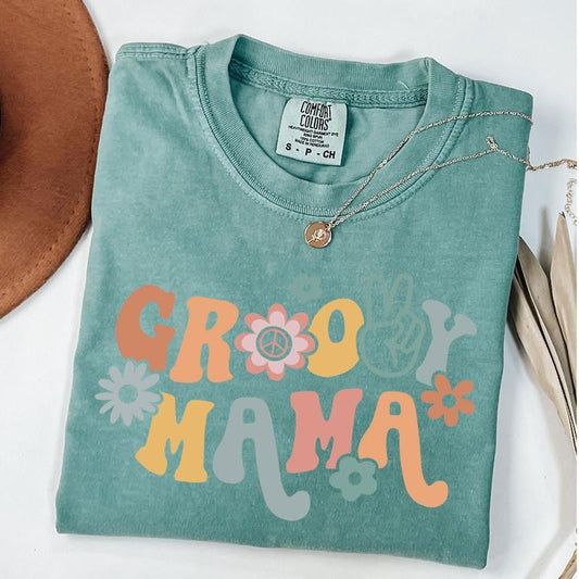 Comfort Colors Groovy Mama Shirt, Groovy Birthday Party Outfit, Floral MamaT-Shirt, Mother's Day Gift, New Mom Gift, Unisex T-Shirt