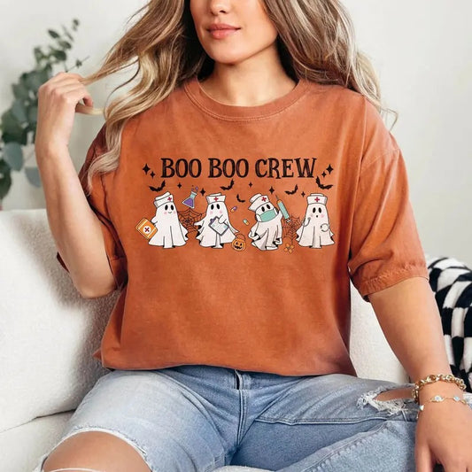 Comfort Colors Halloween Nurse Shirt, Boo Boo Crew Shirt, Halloween Nursing Shirt, Funny Halloween T-Shirt, Ghost Nurse Tees, Nurse Team