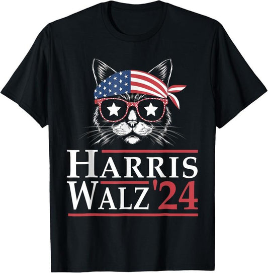 Comfort Colors Harris Walz 2024 Funny Cat Election Kamala Harris Tim Waltz T-Shirt
