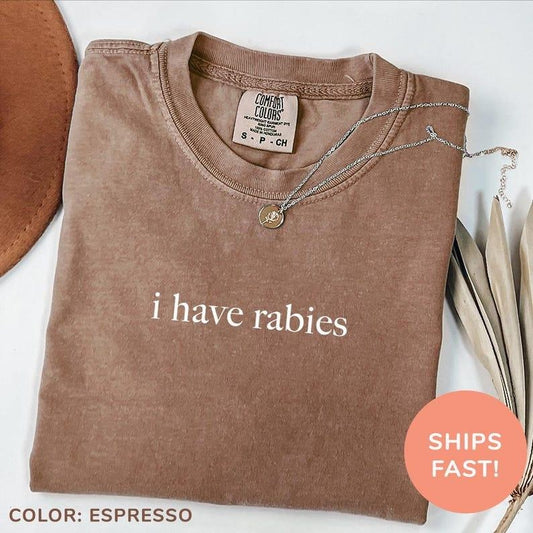 Comfort Colors I Have Rabies Shirt, Funny Humor Shirt, Sarcasm Shirt, Unhinged Meme Shirt, Weird Dark Humor Shirt, Sarcastic Womens Tshirt