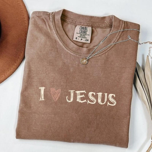 Comfort Colors I Love Jesus Shirt, Jesus tshirt, minimalist Religious tee, Religious Gift, Trendy Christian shirt, Faith t-shirt