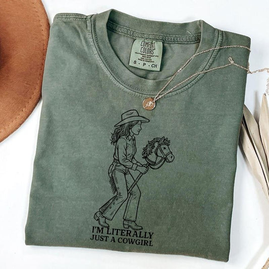Comfort Colors I'm Literally Just A Cowgirl Shirt, Retro Western T-Shirt, Vintage Country Tee