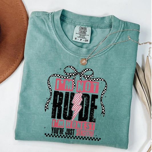Comfort Colors I'm Not Rude Shirt, Retro Checkered Coquette Shirt, Snarky Sarcastic Funny Saying Shirt, Unisex T-Shirt