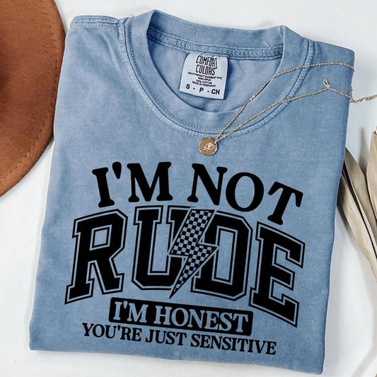Comfort Colors I'm Not Rude Shirt, Retro Checkered Coquette Shirt, Snarky Sarcastic Funny Saying Shirt, Unisex T-Shirtstyle{n002}2