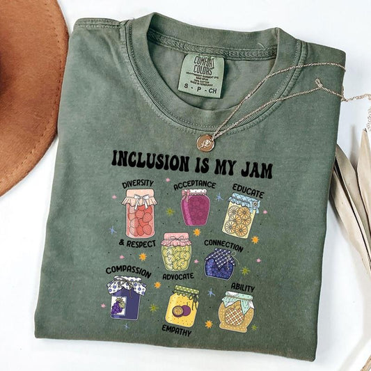 Comfort Colors Inclusion Is My Jam Shirt, Special Education Teacher Shirt, Autism Teacher Gift, Unisex T-Shirt