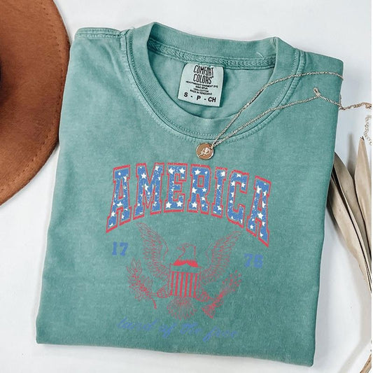 Comfort Colors Land of The Free Shirt, USA Shirt, Red White and Blue, America Tee, 4th of July Shirt, Memorial Day T-Shirt