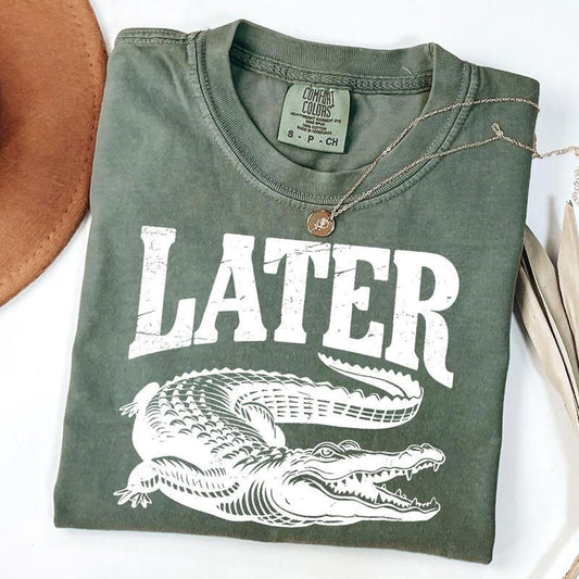 Comfort Colors Later Gator T-Shirt, Funny 90s Vintage Tee, Unisex Retro Alligator Shirt, Cool Gift for Him or Her, Trendy Graphic Tee clothing