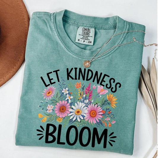 Comfort Colors Let Kindness Boom Shirt, Wildflower Shirt, Botanical T-Shirt, Be Kind Shirt, Floral Kindness Tee, Unisex T-Shirt